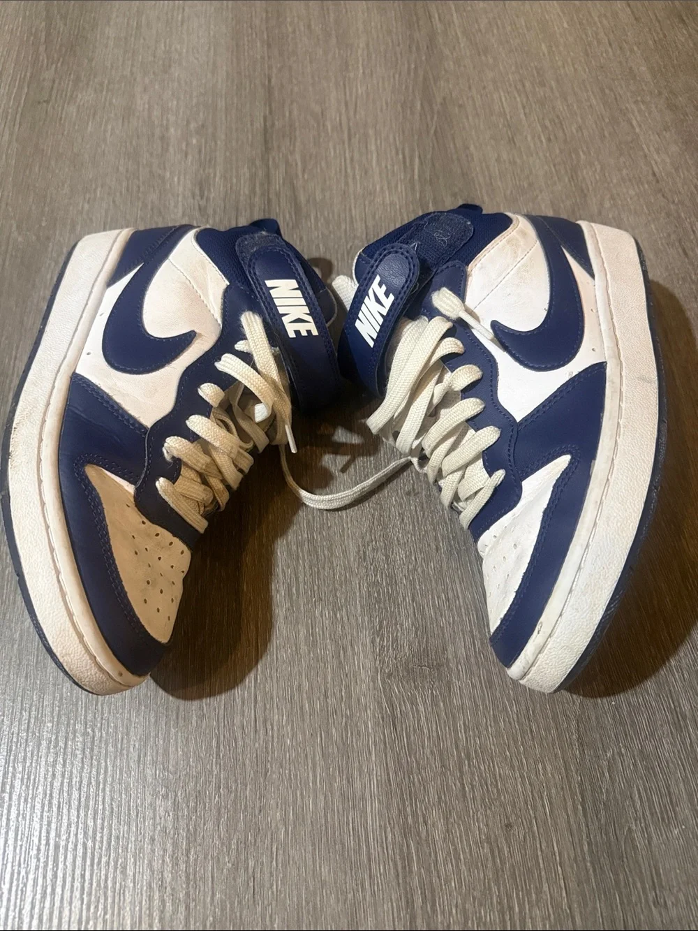 Nike Kids Mid-Top Sneakers - White and Navy Blue